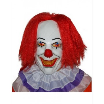 Ghoulish Clown Maske Mit Haaren – Pickles The Clown In Rot, Unisex